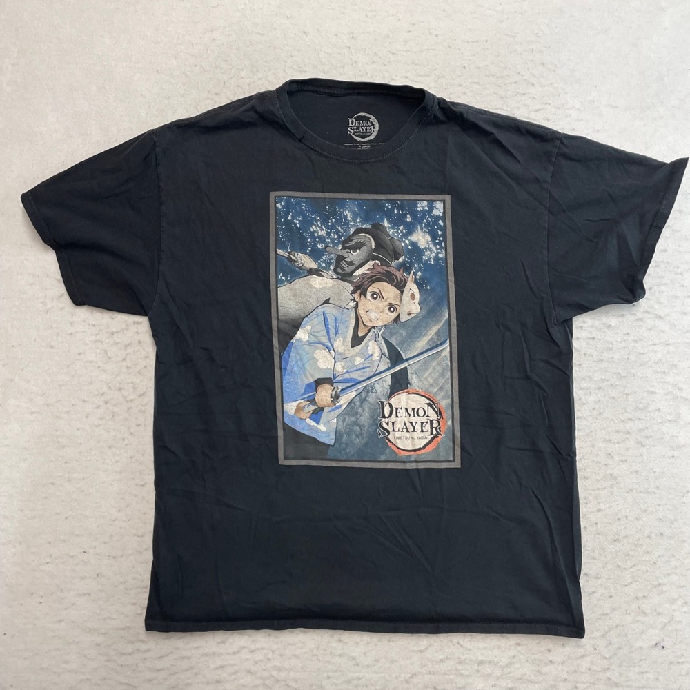 Demon Slayer Graphic T-Shirt Mens XL Black Tanjiro Anime Short Sleeve